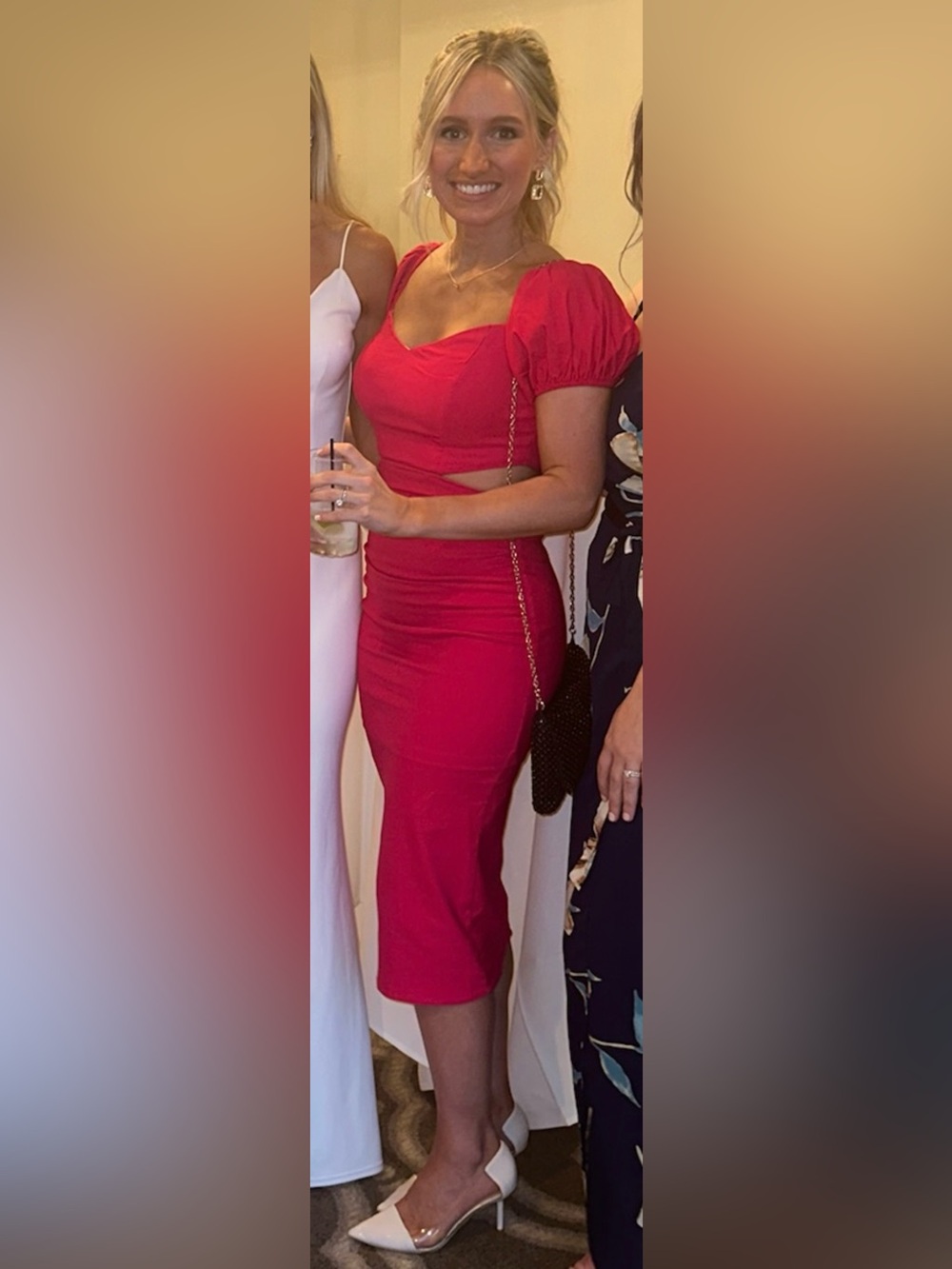 Hello Molly Fuchsia Midi Cutout Dress